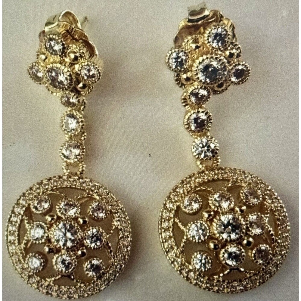 Judith Ripka 14K Plated/Sterling Silver DMQ Lab Created Pierced Drop Earrings